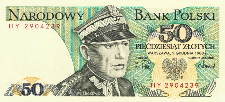 PRL 50 zł Karol Świerczewski 1988 seria HY P-142e