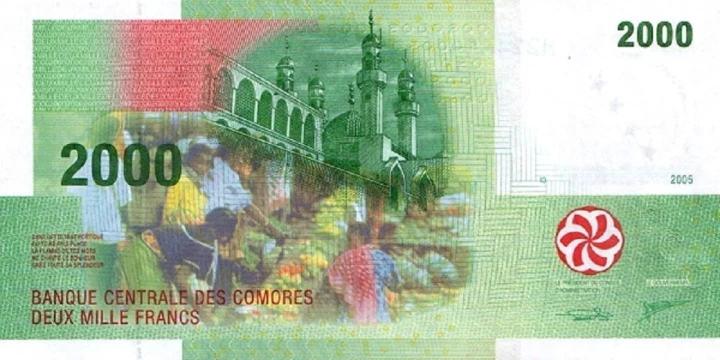 Komory 2000 franków Pałac 2005 P-17c