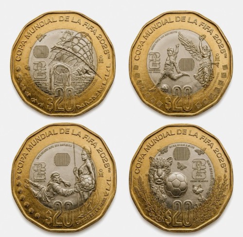 Meksyk 20 pesos x4  Mistrzostwa Świata FIFA 2026