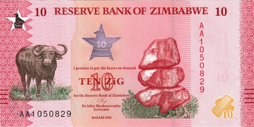 Zimbabwe 10 ZiG Bawół afrykański 2026 P-115