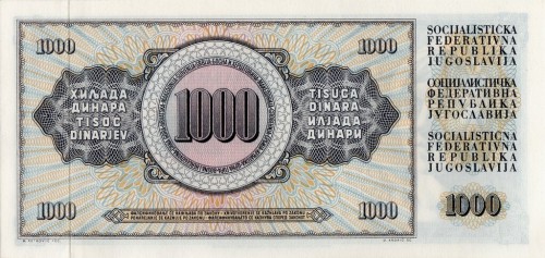 Jugosławia 1000 dinarów Zbiory 1981 P-86