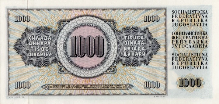 Jugosławia 1000 dinarów Zbiory 1981 P-86