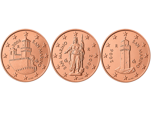San Marino Zestaw menniczy 1,2,5 centów 2006