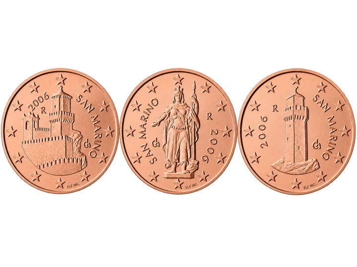 San Marino Zestaw menniczy 1,2,5 centów 2006