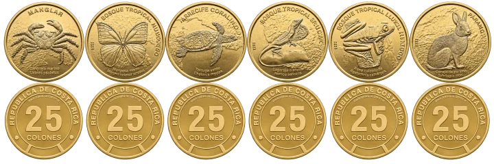 Kostaryka 7 × 25 colones Prowincje 2023