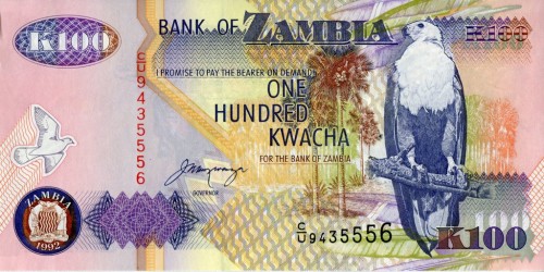 Zambia 100 kwacha Bawół 1992 P-38b