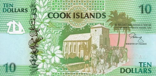 Wyspy Cooka'a 10 $ Kościół/ Rarotonga 1992 P-8