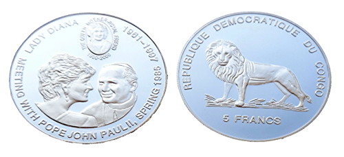 Kongo 5fr Lady Diana i Jan Paweł II 2000