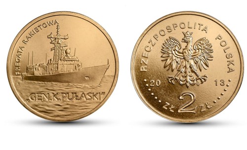2 zł Polskie okręty: Fregata rakietowa Gen. K. Pułaski 2013