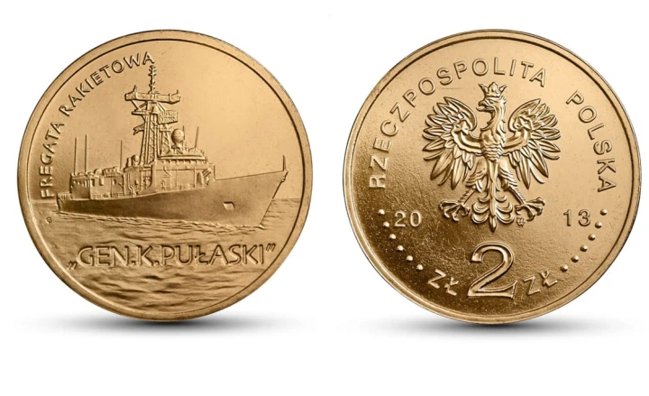 2 zł Polskie okręty: Fregata rakietowa Gen. K. Pułaski 2013