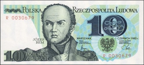 PRL 10 zł Józef Bem 1982 P-148a R