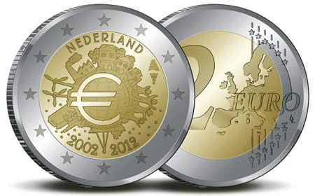 2 € Holandia 10 lat euro w obiegu 2012