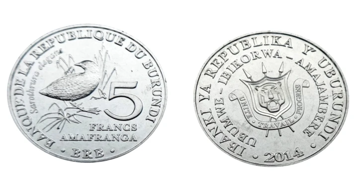 Burundi 5 franków Kusokurka plamista 2014.jpg