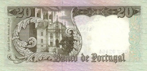 Portugalia 20 escudos Kościół 1964 P-167b