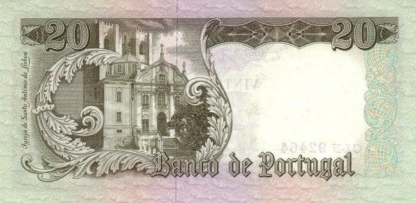 Portugalia 20 escudos Kościół 1964 P-167b
