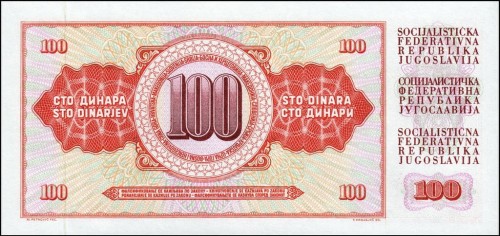 Jugosławia 100 dinarów Jeździec 1965 P-80c