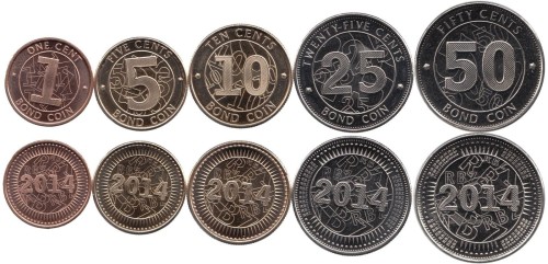 Zestaw menniczy Zimbabwe bond x 5 2014