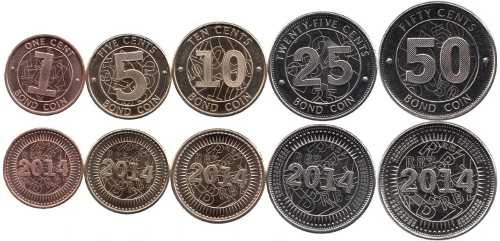 Zestaw menniczy Zimbabwe bond x 5 2014