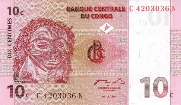 Kongo 10 centymów  Taniec Pende 1997 P-82