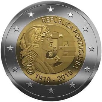 2 € Portugalia 100-lecie Republiki 2010