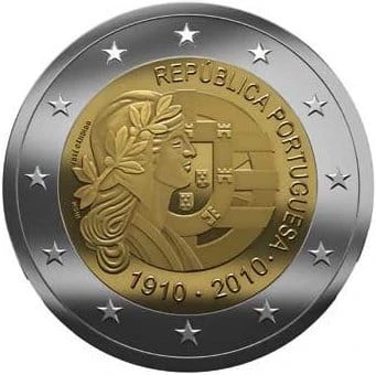 2 € Portugalia 100-lecie Republiki 2010