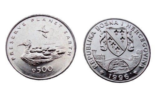 Bośnia i Hercegowina 500 dinarów Perkozy 1996