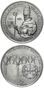  5 € Portugalia Papież Joao XXI 2005