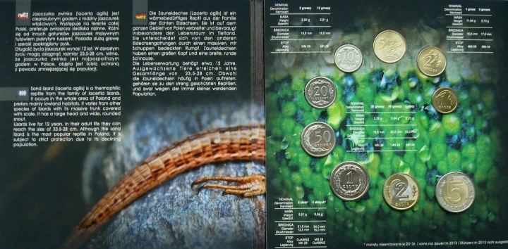 Polskie monety obiegowe  Jaszczurka x 9 2013