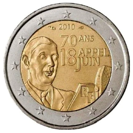 2 euro Francja Charles de Gaulle 2010
