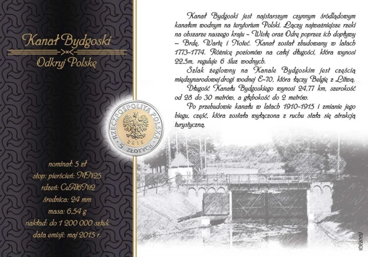 5 zł Kanał Bydgoski 2015 blister