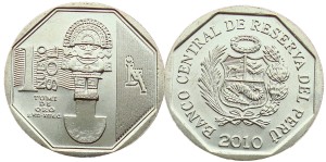 Peru 1 sol Tumi de Oro 2010