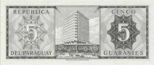 Paragwaj 5 guarani Hotel 1952/63 P-195b