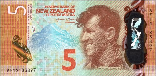 Nowa Zelandia 5 $ Pingwin żółtooki 2015 P-191a