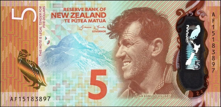 Nowa Zelandia 5 $ Pingwin żółtooki 2015 P-191a