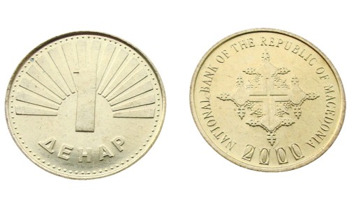 Macedonia 1 dinar Krzyż bizantyjski 2000