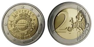 2 € Słowacja 10 lat euro w obiegu 2012