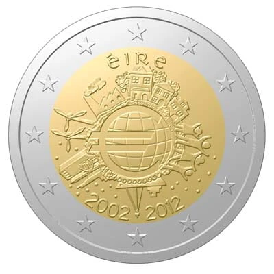 2 € Irlandia 10 lat euro w obiegu 2012