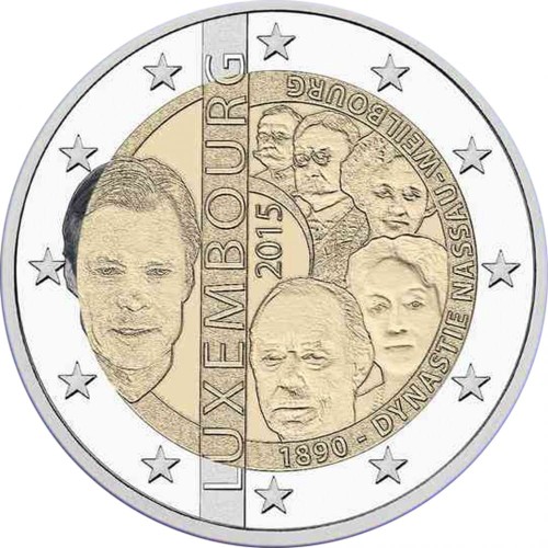 2 € Luksemburg Dynastia Nassau-Weilburg 2015.jpg