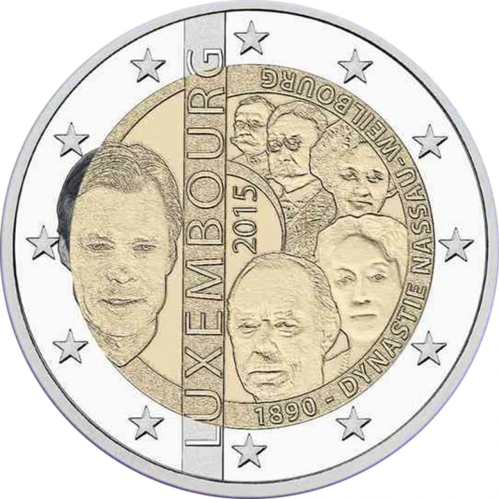 2 € Luksemburg Dynastia Nassau-Weilburg 2015.jpg