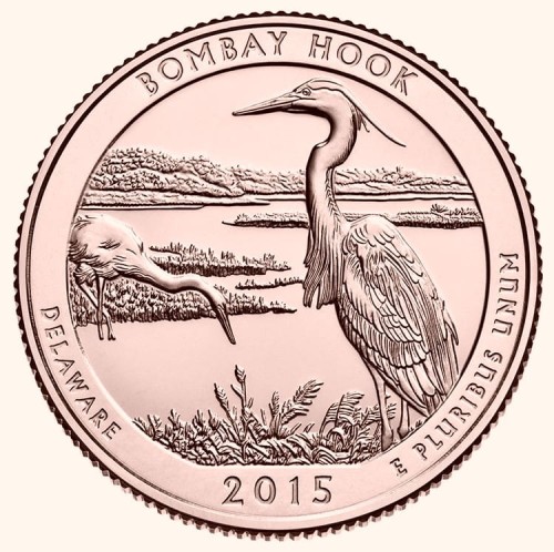 USA 25 c Park narodowy Bombay Hook 24K Au 2015 nr 29
