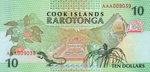 Wyspy Cooka'a 10 $ Kościół/ Rarotonga 1992 P-8