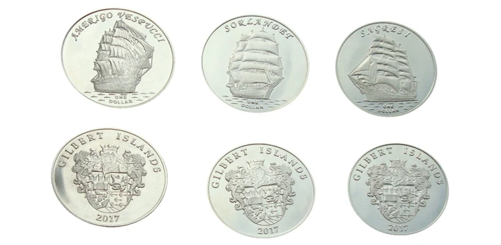 Wyspy Gilberta  3 x 1 $ Żaglowce 2017 VI