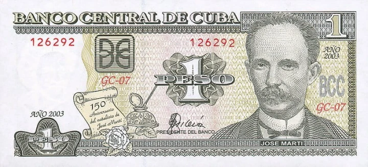 Kuba 1 Peso 150 rocznica J. Marti 2003 P-125