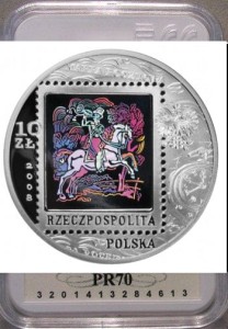 10 zł 450 lat Poczty Polskiej + hologram 2008 PR70
