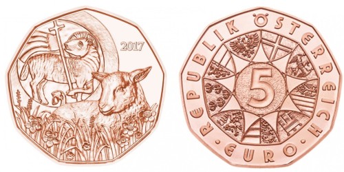 5 euro Austria Baranek wielkanocny 2017