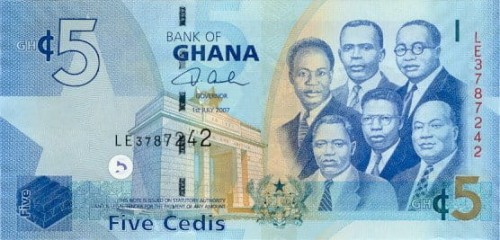 Ghana 5 cedis Pomnik 2007 P-38a 