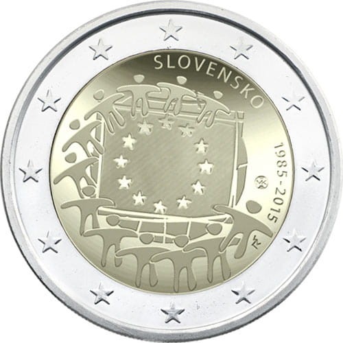 2 € Słowacja 30 lat flagi UE 2015