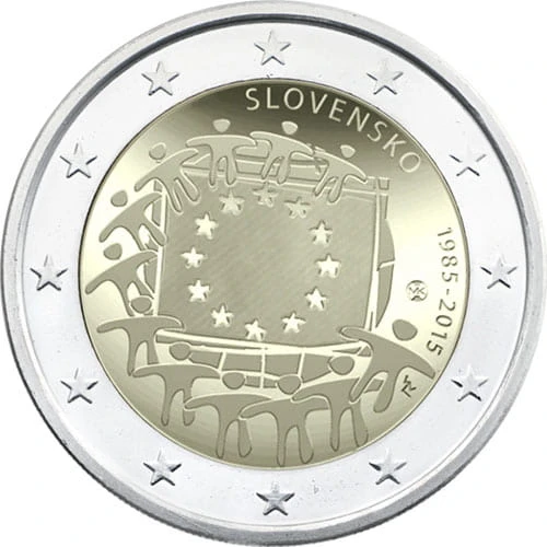 2 € Słowacja 30 lat flagi UE 2015