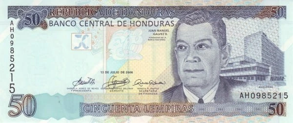 Honduras 50 lempira Juan Manuel Galvez 2010 P-94c