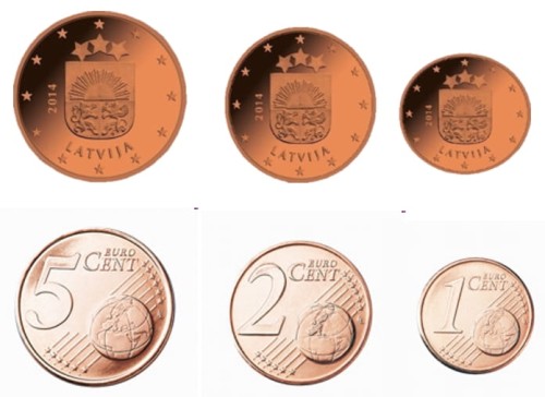 Euro set Łotwa zestaw menniczy x 3 1,2,5 cent 2014